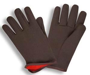 RED FLEECE LINED BROWN JERSEY GLOVE MENS - Red Lined Jersey